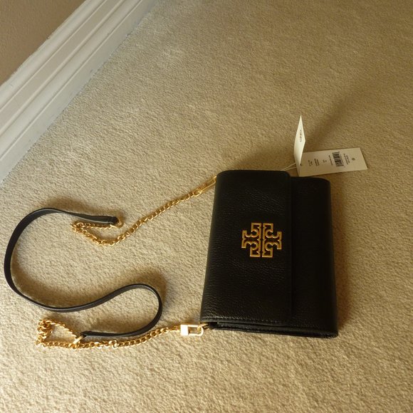 Tory Burch 'Britten' Leather T Logo Chain Strap Shoulder Bag (Black) - NEW - Picture 12 of 12